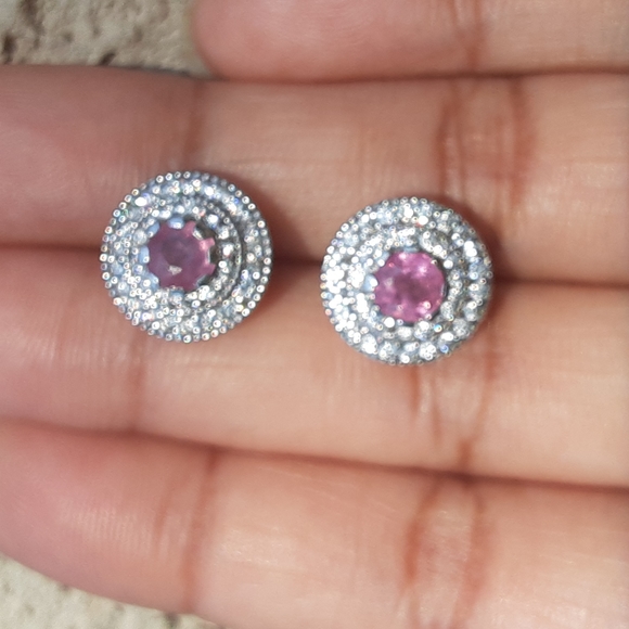 925 Genuine Pink Sapphire and White Zircons. Bride,  Mother-of-the Bride. - Picture 8 of 12